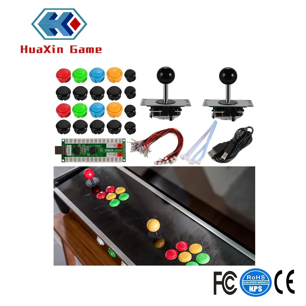 Two Players Zero Delay Arcade Game DIY Kits USB Encoder Board + 2 Joystick Controller + Push Buttons For MAME PC AC824