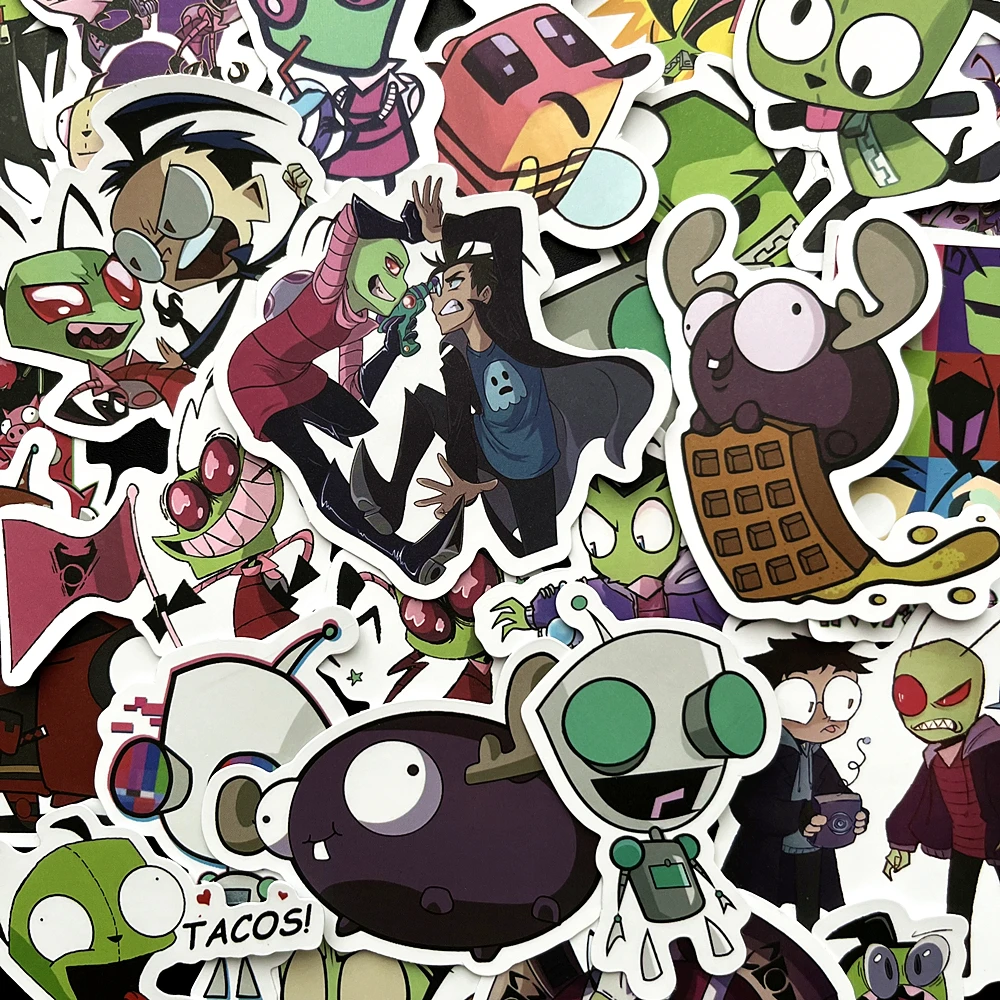 Наклейки Invader Zim 50 шт., наклейки с героями мультфильмов, аниме смешные наклейки, скрапбукинг, «сделай сам», водонепроницаемые украшения для телефона, ноутбука