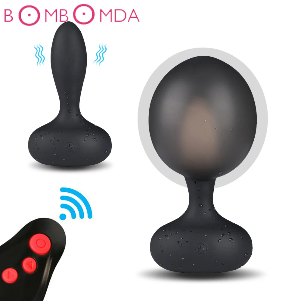 Inflatable Huge Anal Butt Plug Wireless Remote Automatic Inflation Anal Dilator Expandable Silicone Men Prostate Massager SexToy