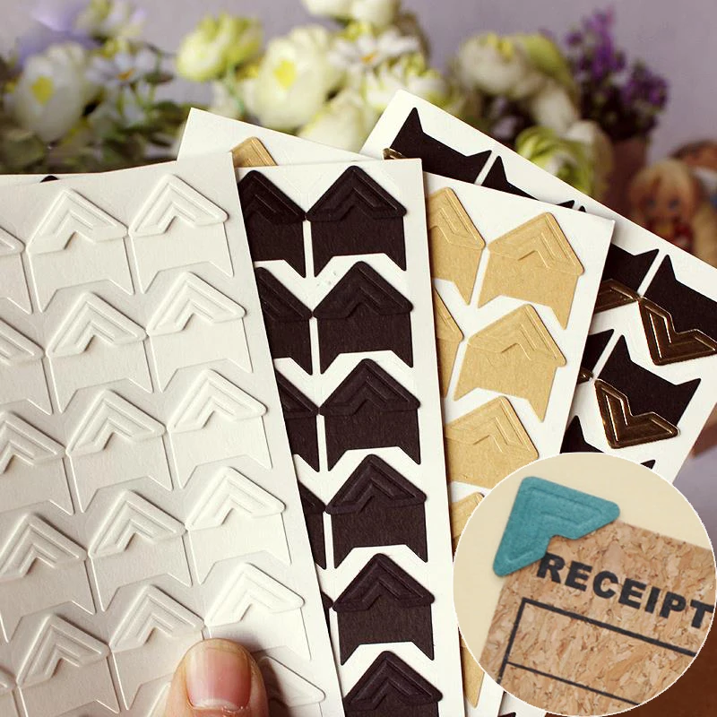 144 Pcs/lot (6 Sheets) DIY Retro Kraft Paper Corner Sticker Photo Album Frame Decoration Scrapbook Album Fixed Photo Sticker