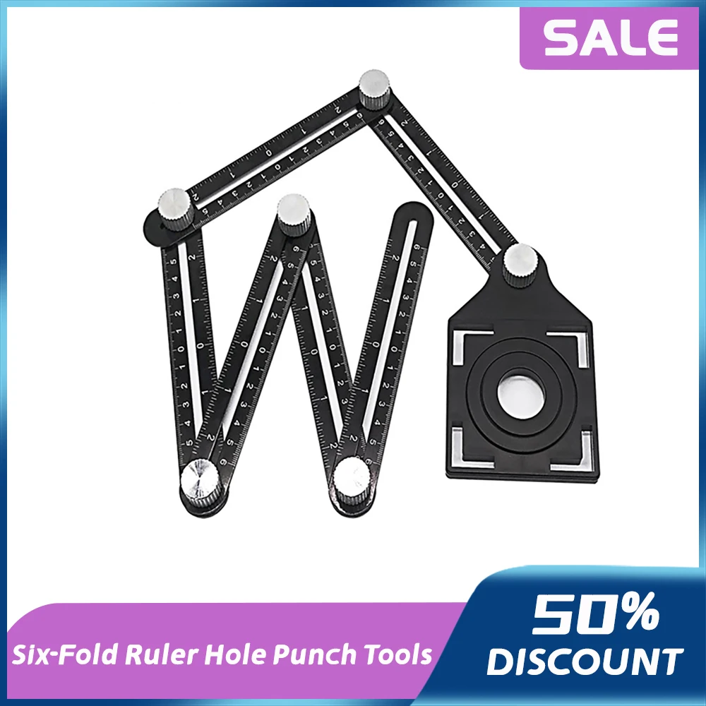 

Six-Sided Fold Aluminum Alloy Ruler Mechanism Slides With Hole Locator Tile Positioning Measuring Instrument Template Angle Tool