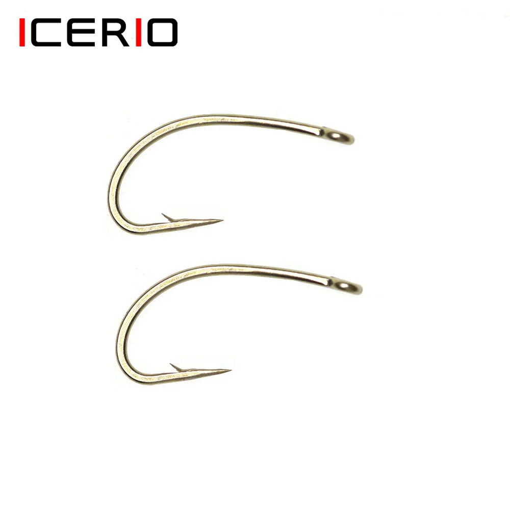 ICERIO 100PCS /200PCS High Carbon Steel Nymphs Scuds Midge Caddis Fly Tying Hook For Tying Trout Bass Perch Fishing Lure 12#~22#