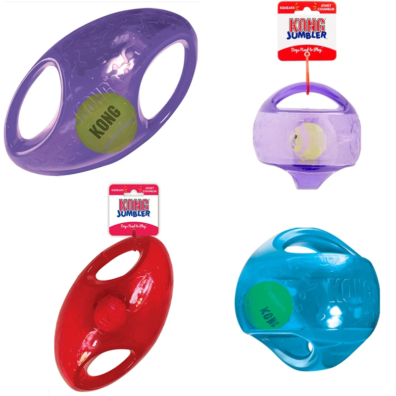 M/L Size KONG Jumbler Ball/Football Dog Toy, Color Varies