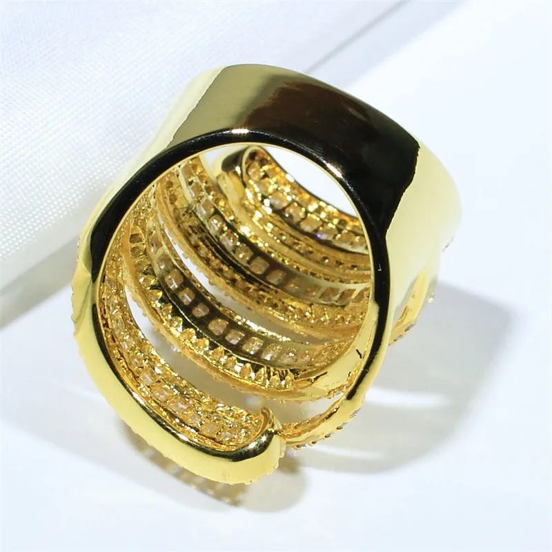 Handmade 24K Gold Diamond Ring Real 925 sterling silver Jewelry Engagement Wedding band Rings for Women Bridal Party accessory