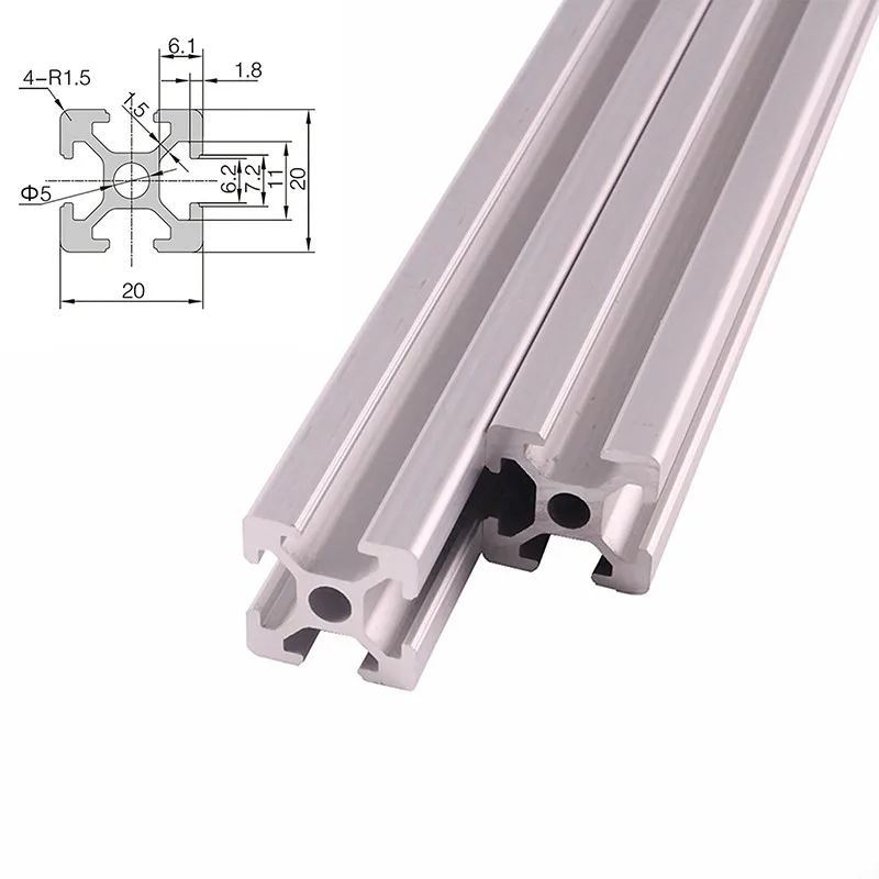 2pcs/Set 2020 Aluminum Profile T-Slot Aluminum Extrusions CNC 3D Printer Parts European Standard Anodized Linear Rail 100-2000mm