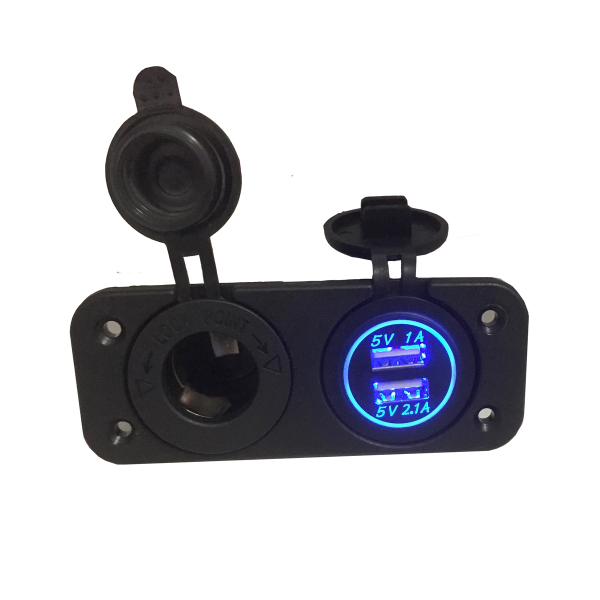 

DC 12V - 24V Cigarette Lighter + Dual USB Power Socket Panel 2.1A/1A USB Charger For Car Boat Motorcycle Green Blue Red Yellow