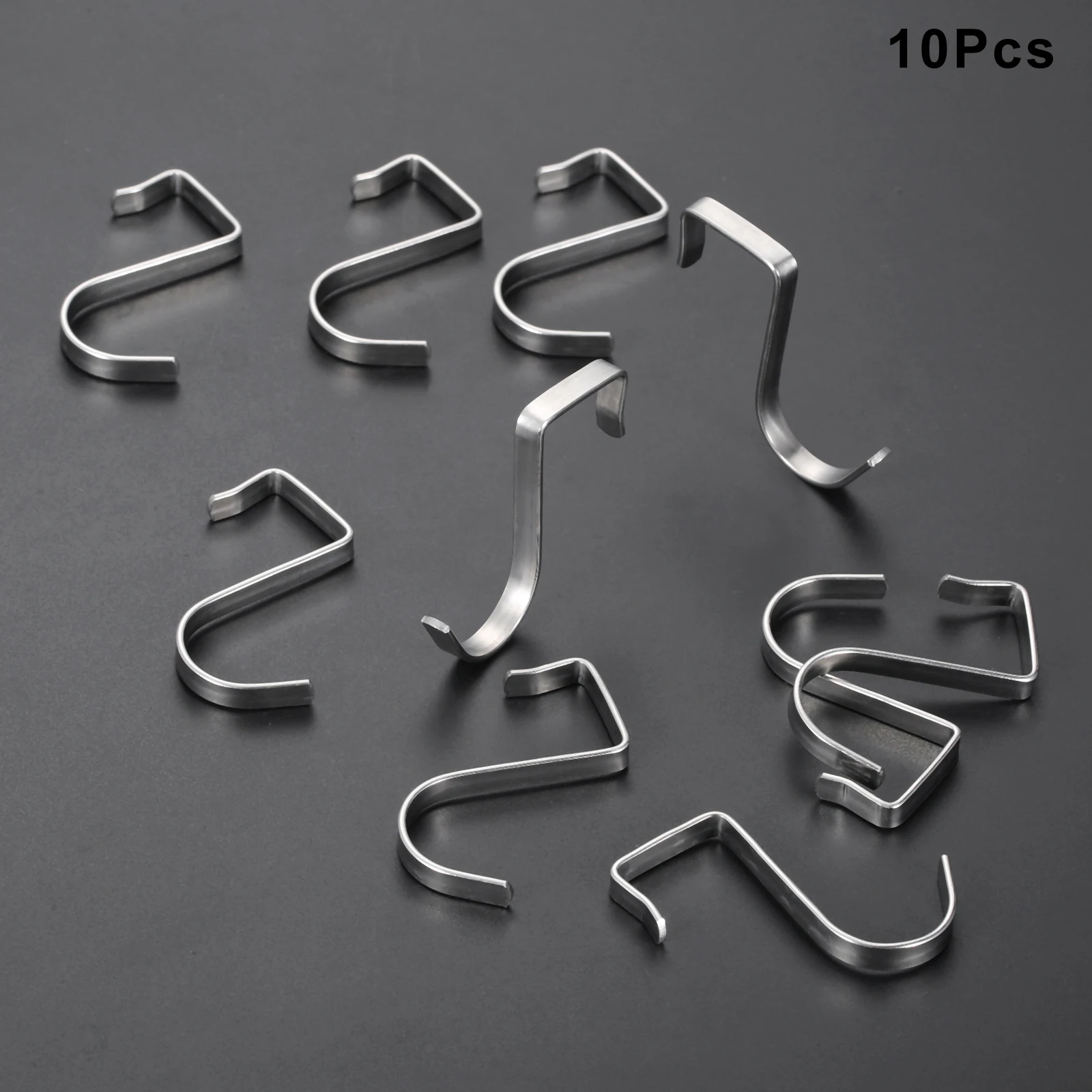 

10 PCS Flat S Hooks Metal Silver S Shaped Hanging Hooks for Kitchen Bathroom Bedroom and Office Home Storage 45*20mm