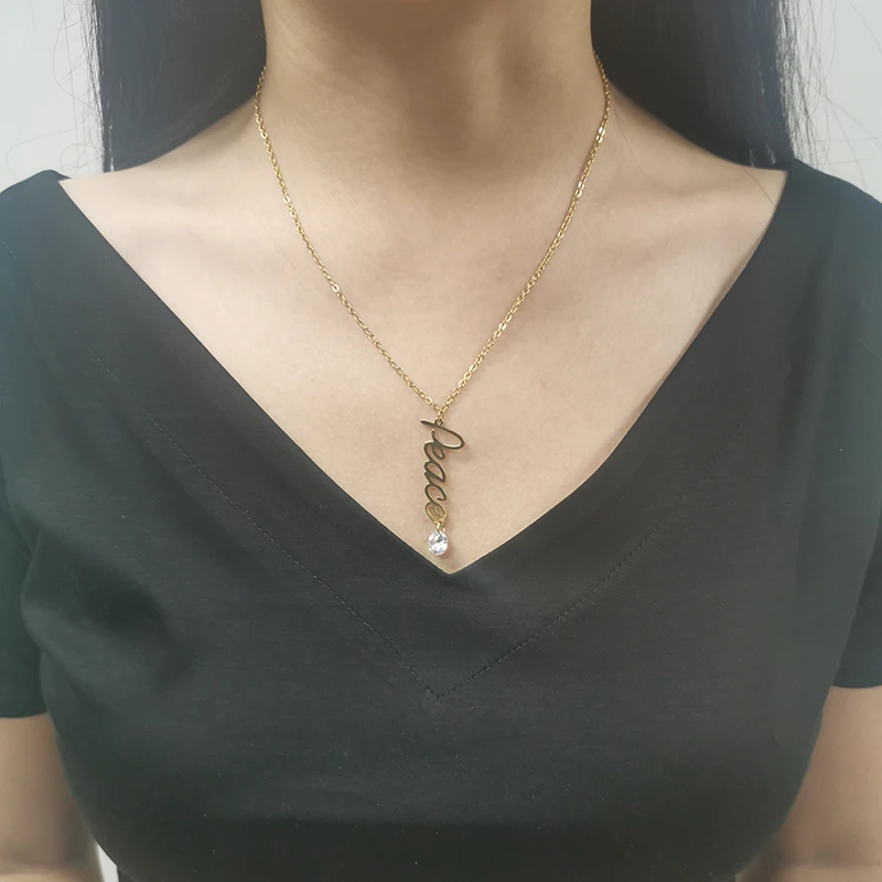 Goxijite – collier en pierre avec nom personnalisé en acier inoxydable, ras du cou avec lettres, pendentif en Zircon, cadeau idéal, nouvelle collection 2019