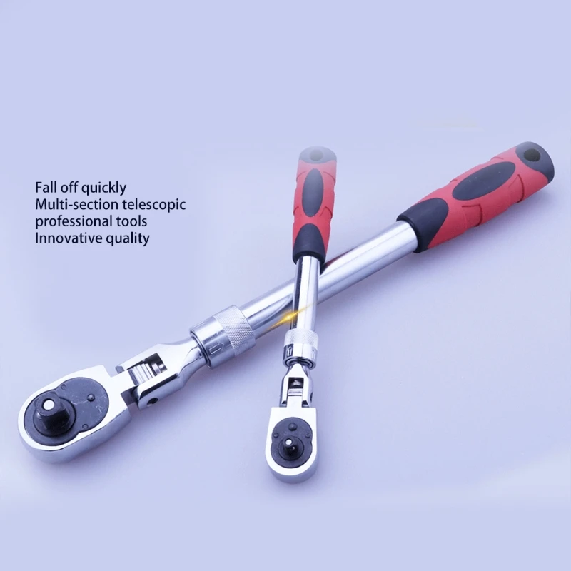 

72-Tooth Extendable Flex-Head Ratchet Wrench 1/4 3/8 Inch Drives Carbon Steel Auto Mechanics/Confined Spaces Oct26 21