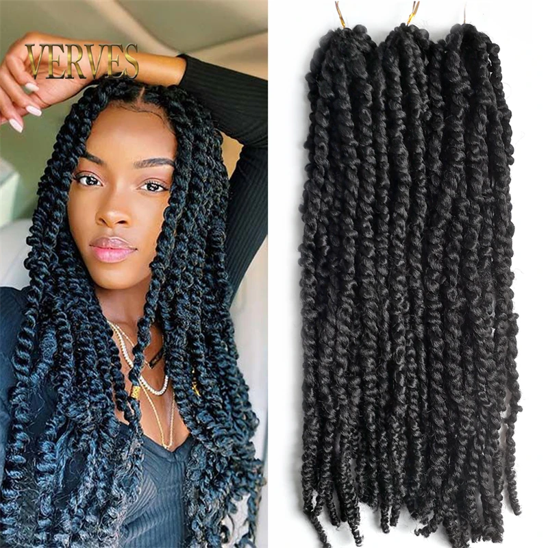 

VERVES Pre-twisted Passion Twist Hair Synthetic 18 Inch Pre-looped Crochet Hair for Women Pretwisted Braiding Hair Extentions