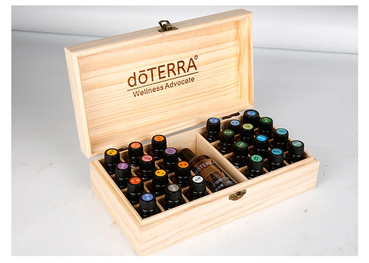 For doTERRA Essential Oil Storage Wooden Box 25 Compartment