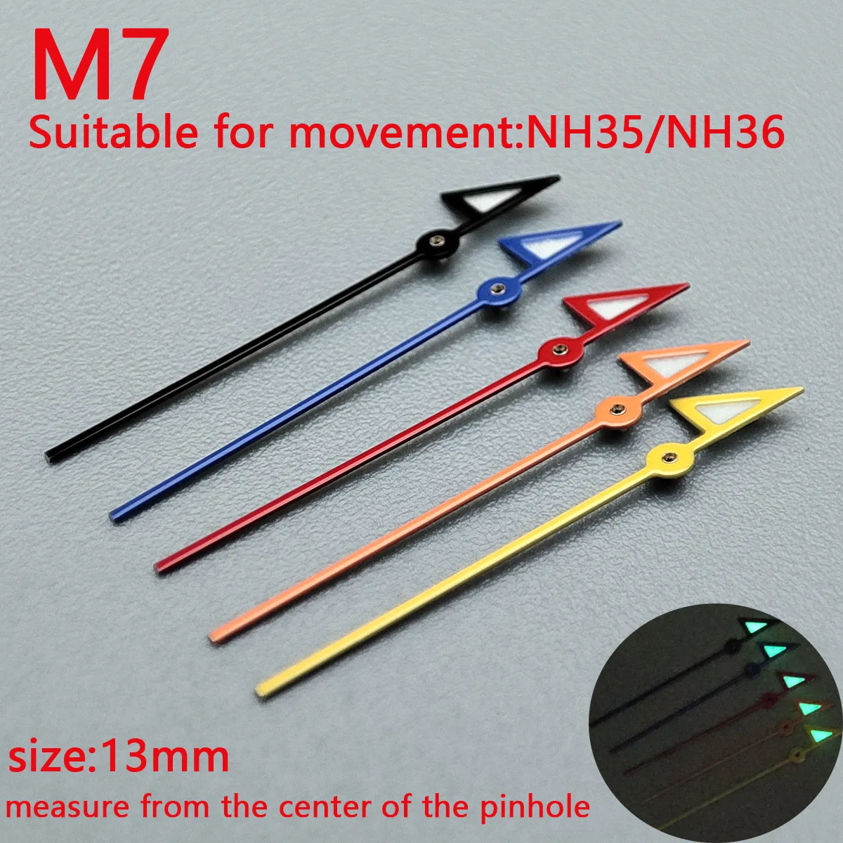 NH35 hands NH36 hands pointer green luminous, Watch accessories,suitable for nh35 Second Hands nh36 movement M7