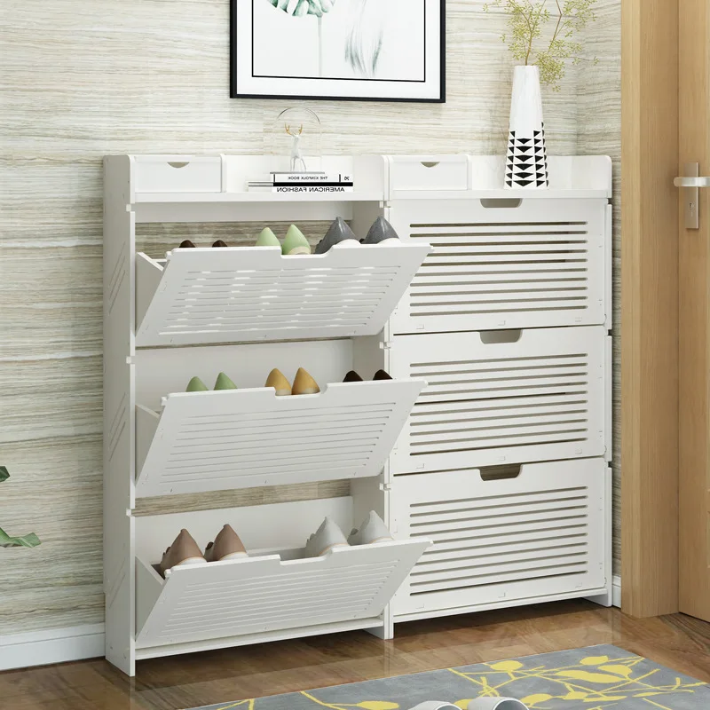 Shoe Rack Multifunctional Assembly Simple Ultra-thin Tipping Shoe Cabinet 17cm Home Entrance Living Room Cabinet