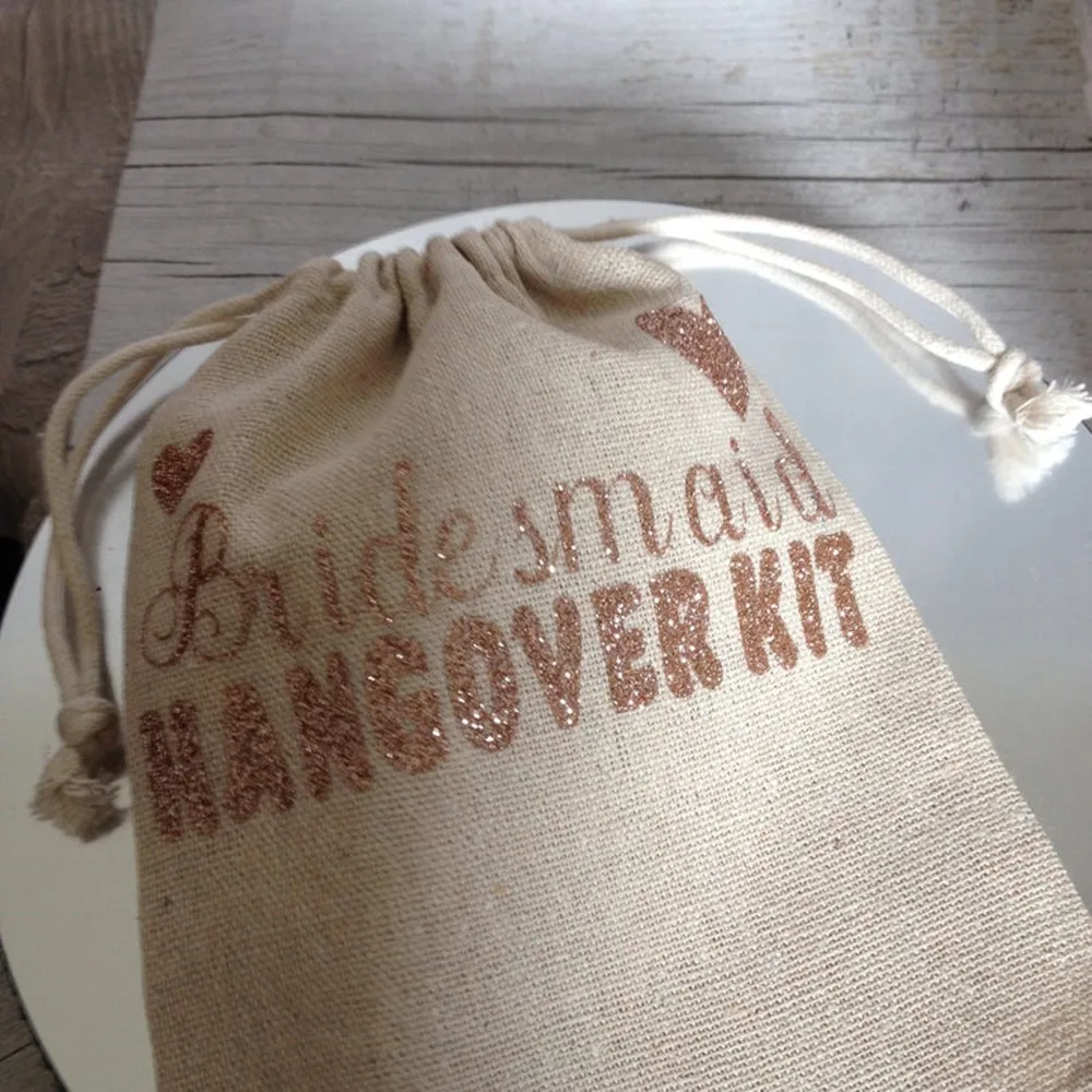 custom Bridesmaid Decorations Hangovers Kits Bag 10pcs Cotton Survival Recovery Kit Bachelorette Wedding Girls Weekend gift bag