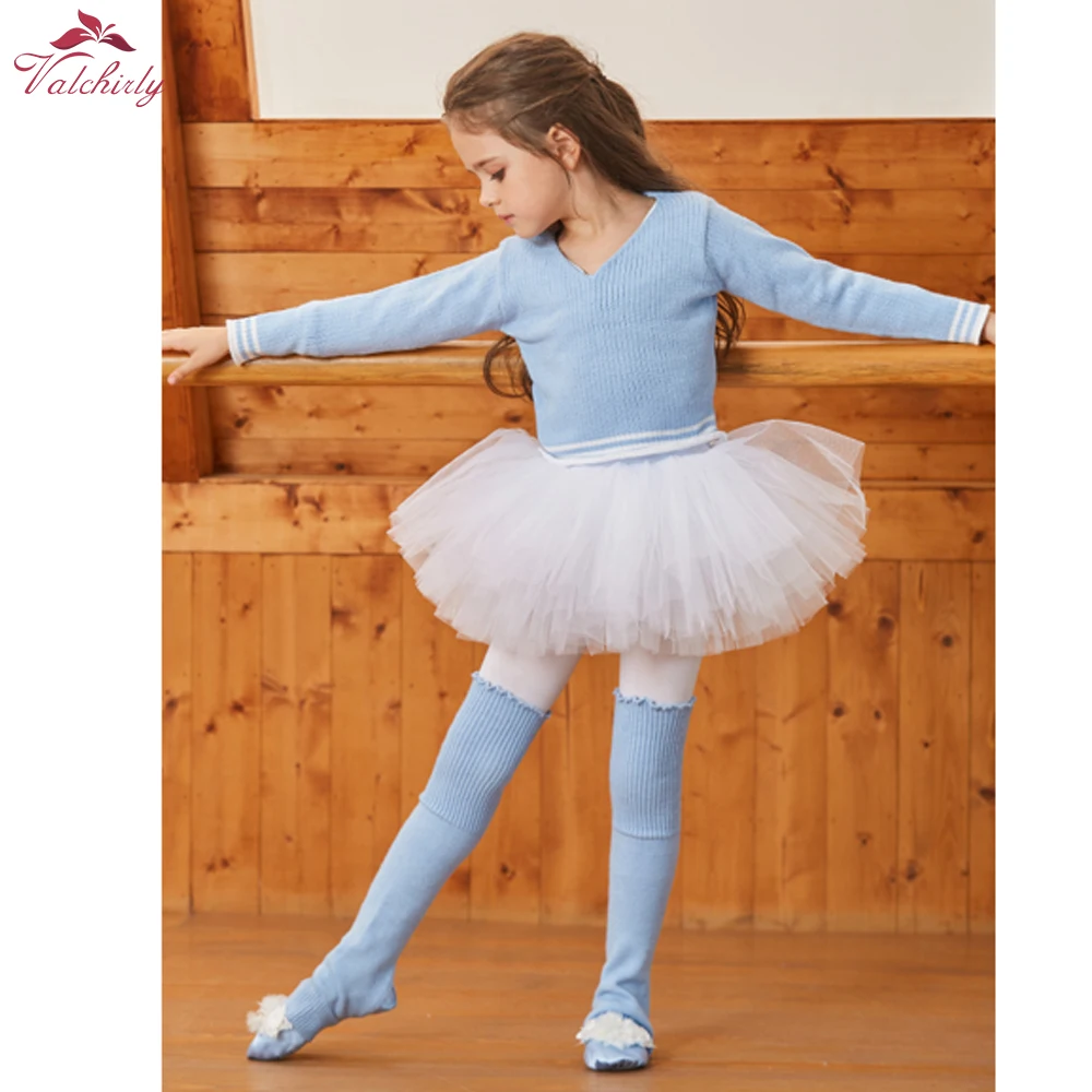 Autumn Ballet Wrap Cardigan Dance Clothes Kids Long Sleeve Knitted Sweater Girls Warm Up Ballerina Dancewear