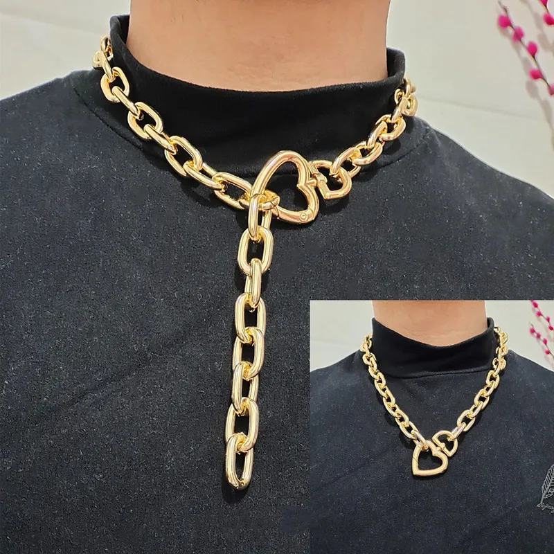 Fashion Jewelry Big Chunk Chain Necklace Popular Style Hot Sale Two Method of Wearing Gold Color Women Necklace For Party