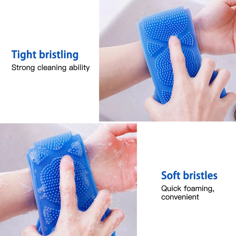 Silikon-Körperschwamm, Peeling, Rückenwäscher, Reiben, Peeling, Massage, Ganzkörper-Badewannen-Werkzeug, umweltfreundlich, für die Dusche, Anti-Rutsch – Detail 5