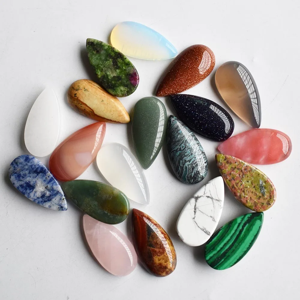 Großhandel 20 Stück/Lot 30x15x6mm gemischte Naturstein-Tropfenperlen CAB CABOCHON für DIY-Schmuckzubehör, kostenloser Versand – Detail 3