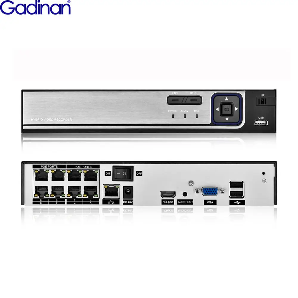 

Gadinan 4K 4/8CH PoE NVR 8MP CCTV Security System Face Detection P2P Network Surveillance Audio Video Recorder For POE IP Camera