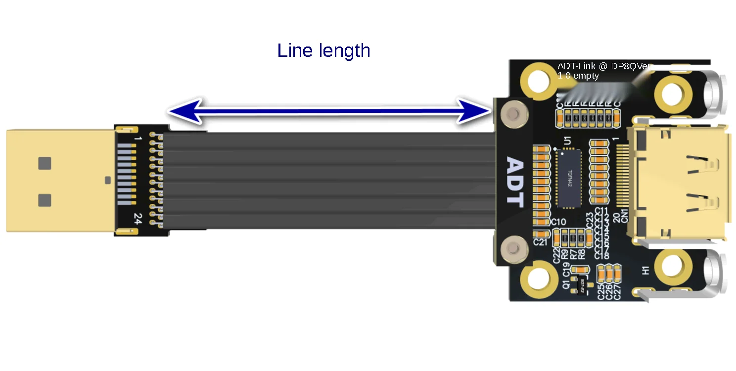 Cable de extensión DP macho a hembra displayport DP1.4 cable de conexión de esquina gráficos flexible plano y delgado