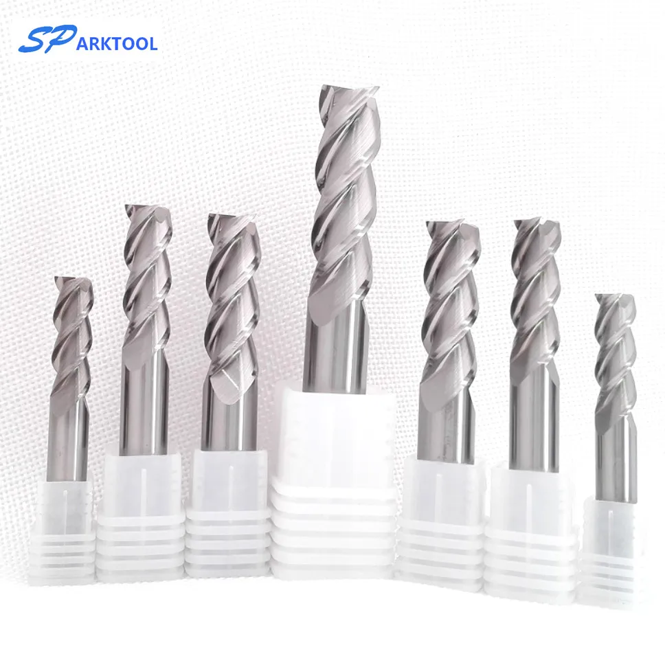 HRC55-fresadora plana de 3 ranuras, fresadora CNC de procesamiento de cobre y madera de aluminio, broca espiral de acero de tungsteno, fresa de carburo de extremo