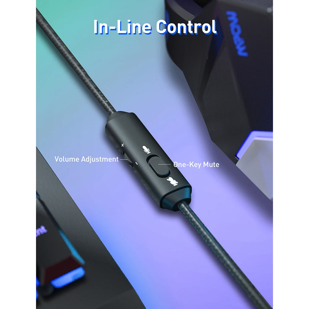 Mpow-سماعة رأس سلكية للألعاب ، سماعة رأس سلكية لألعاب الكمبيوتر ، مع إلغاء الضوضاء ، ميكروفون ، صوت محيط ، لجهاز PS4 ، Xbox One ، وحدة تحكم Switch