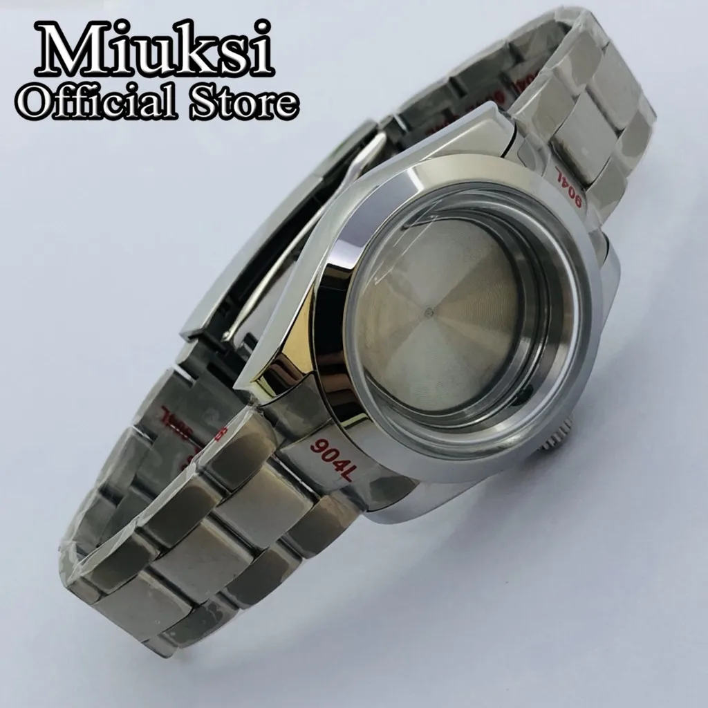 Miuksi 36mm/40mm domed glass silver watch case fit NH35 NH36 ETA2824 2836 Miyota8205 8215 Mingzhu DG2813 3804 PT5000 movement