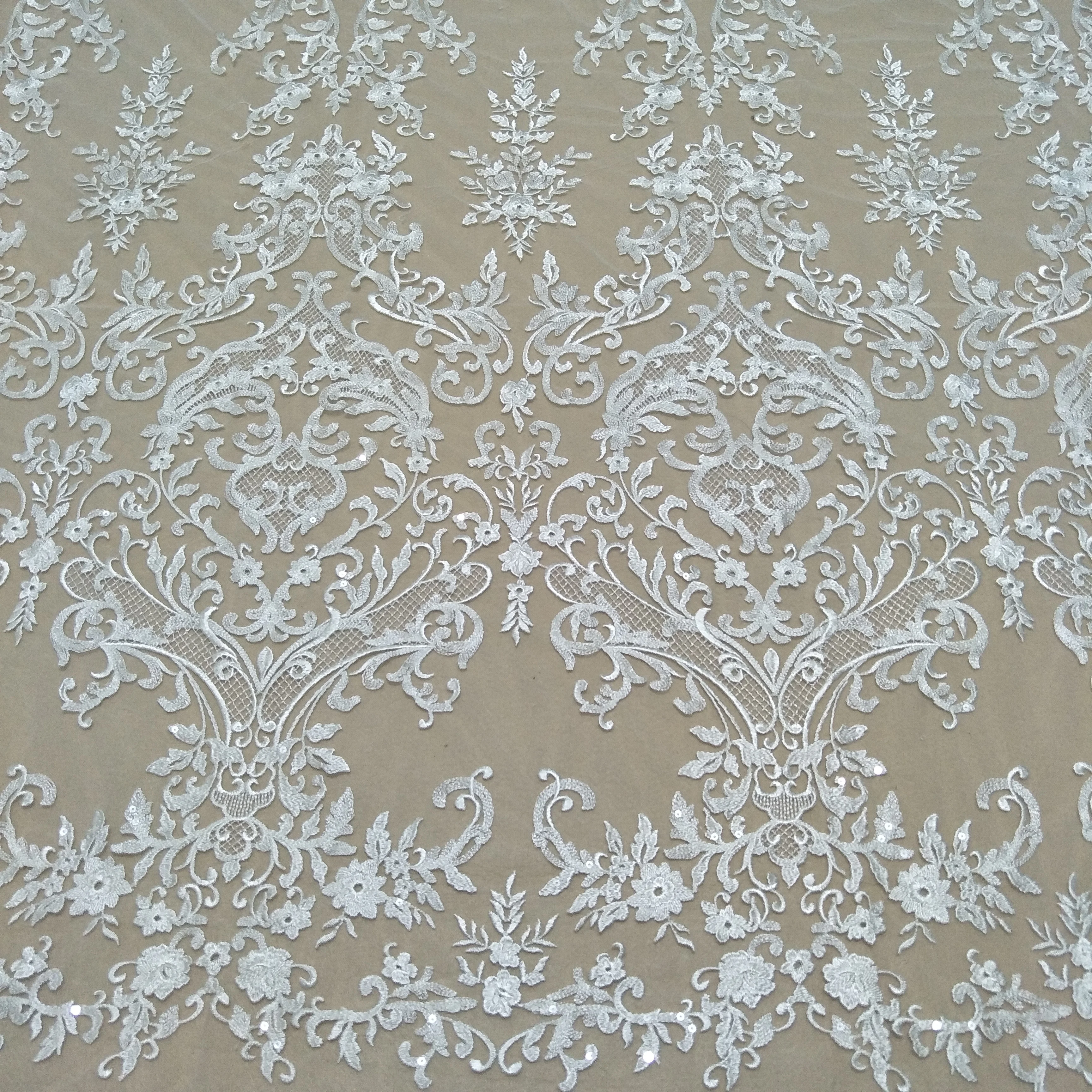 fashion sequins lace fabric wedding gown lace fabric 130cm width lace fabric sell by yard