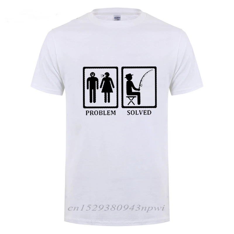 Funny Birthday Gifts Problem Solved T-shirt For Men Fishinger Fisherman Comedy Father Dad Cotton T Shirt Tshirt Summer Tops Tee