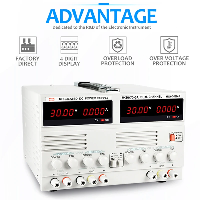 30V 2A 3A 5A Adjustable Dual Channel Linear DC Power Supply Benchtop Supply 2 Channel DC Regulated Power Supply Unit