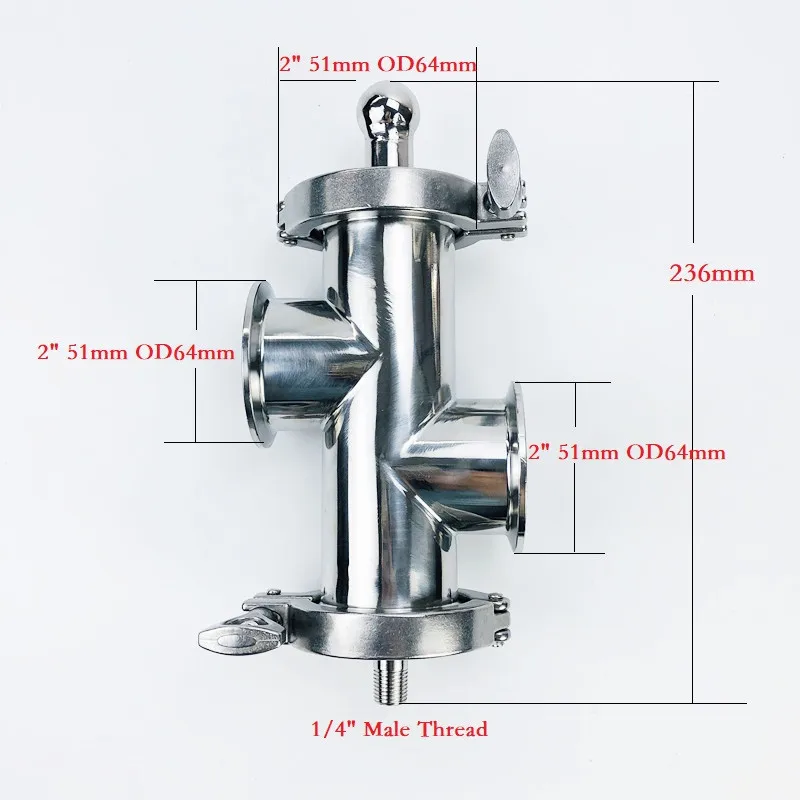 

NEW 2"(51mm)OD64 Gin Basket Set For Distillation,2*Side Ports 2"(51mm)OD64 With Filter Of V-180ml,SS304