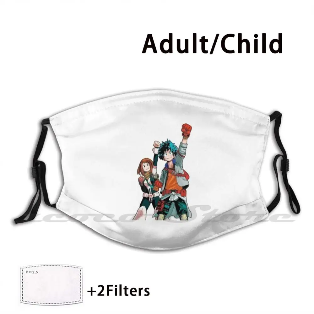 

Boku No Hero Academia Deku And Uraraka Custom Pattern Washable Filter Pm2.5 Adult Kids Mask Bnha Ship Deku