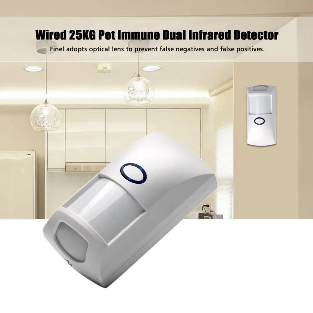 Mini Portable Wired Dual Infrared PIR Motion Detector Sensor for 25Kg Pet Immune Intelligent Volume Recognition Home Security