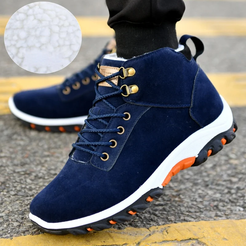 Winter Boots Men Snow Boots Winter Warm Sneakers with Fluf Outdoor Hiking Shoes Anti-skid Working Shoes for Men Platform Boots