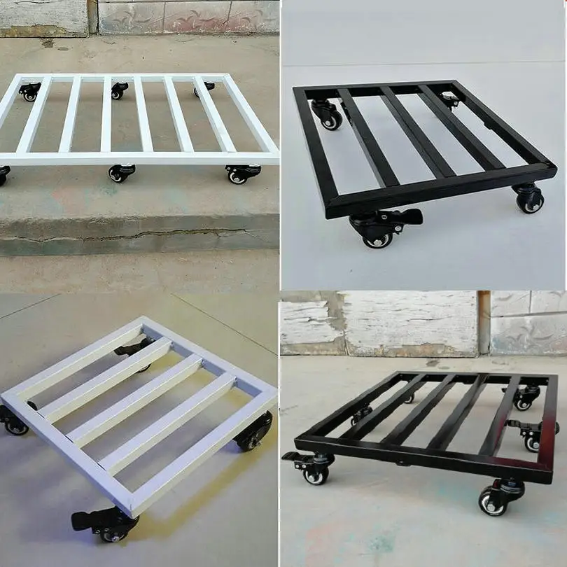 HQ 100KGS Bearing Metal Transport Trolley Moving Trolley Platform Cart with Brake and Casters for Flowerpot Sundries Items Dolly