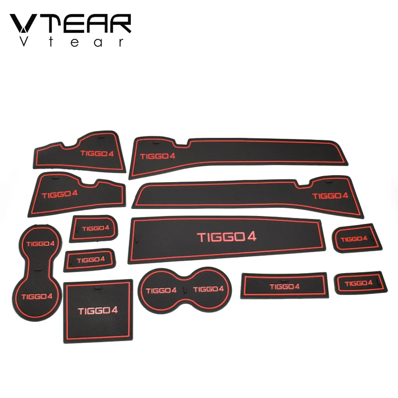 Vtear For Chery Tiggo 4 door groove anti-slip pad storage hole slot cup mat Car interior cushion styling decoration accessories