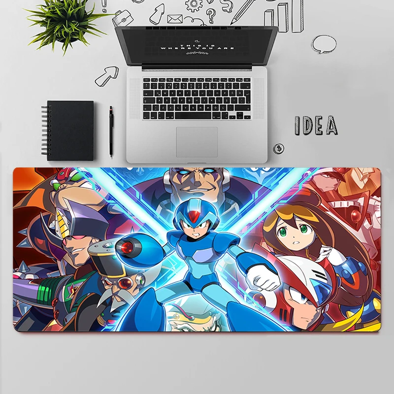 Grand tapis de souris Mega Man Rockman pour PC Gamer, accessoire pour ordinateur de bureau, taille XXL