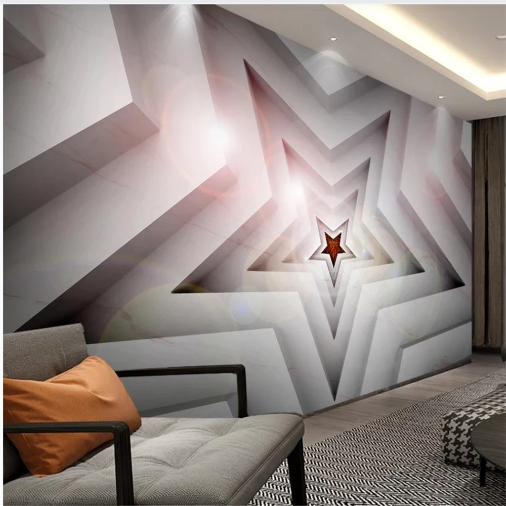 

Three-dimensional five-pointed star black and white European 3d background wall 3d wallpapers