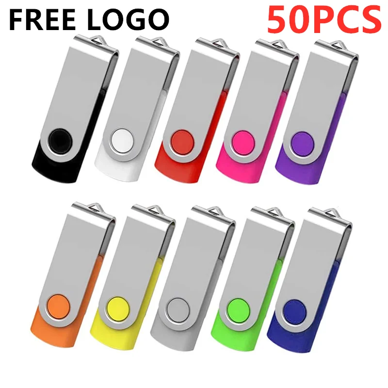 50Pcs/Set Metal 128MB 512MB 2GB 4GB 8GB 16GB 32G 64G Pen Drive USB Flash Drive Memory Stick 128GB Thumb Pendrive Tender LOGO