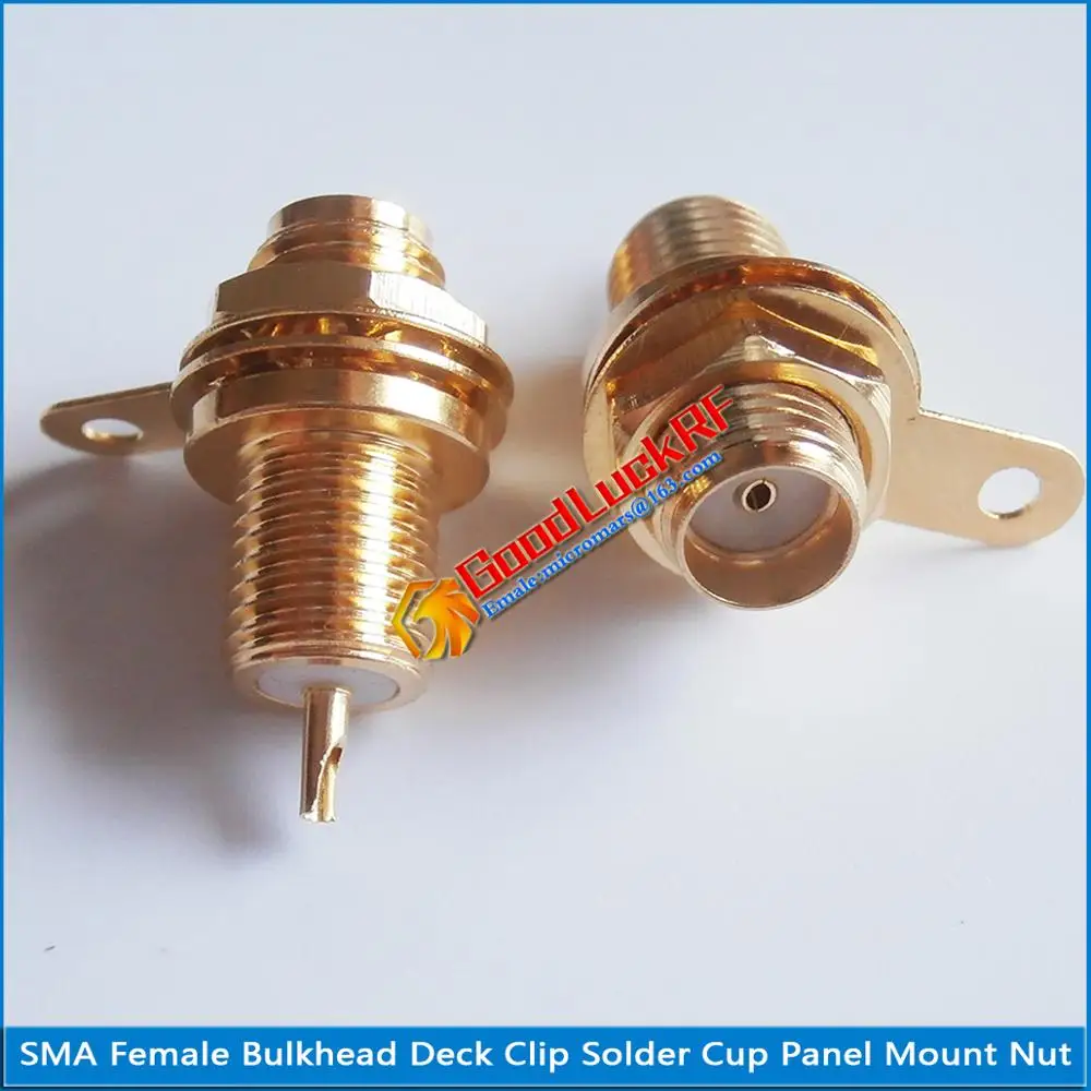 10X Pcs New Brass Plated SMA Female With O-ring Bulkhead Panel Deck Nut Jack handle Solder RF Coaxial Connector Socket