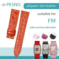 Pesno Colorful Alligator Leather Watch Band Round Grain Genuine Crocodile Leather Watch Strap for FM LONG ISLAND 902/950/952