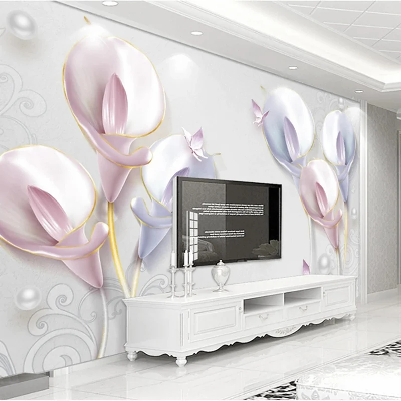 Custom 3D Photo Modern Large Murals Calla Lily Flowers Wallpaper for Bedroom Living Room TV Sofa Backrgound Non-woven Wall Paper