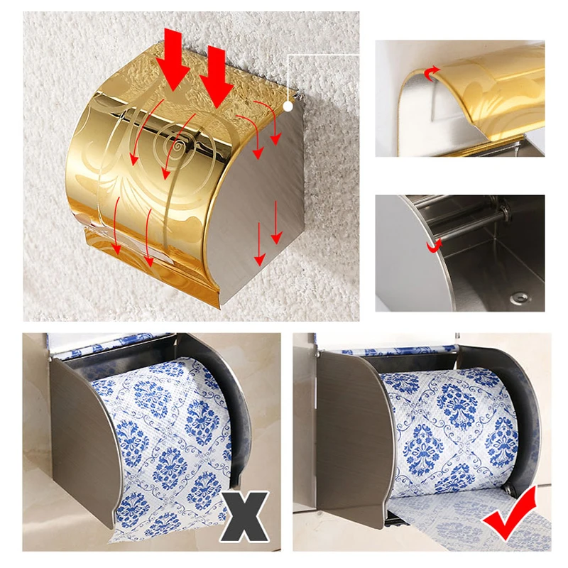 

WETIPS Black Steel Toilet Paper Holder Papier Wc Accessories Waterproof Roll Paper Holder Wall Toilet Holder Tissue Paper Holder