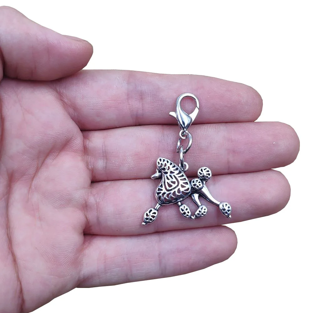 Poodle Teddy Husky Doberman Pomeranian Rough Collie Dog Animal Keychain Key Ring Pet Retro Silver Plated Women Men Jewelry Gift