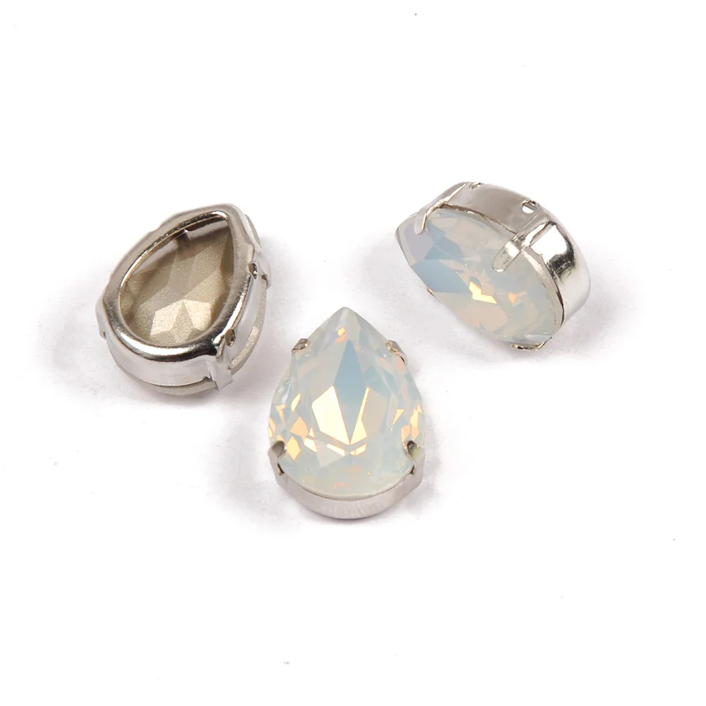 YANRUO Teardrop White Opal Claw Crystals All for Needlework Sewn Rhinestones Glass Sewing Ornaments