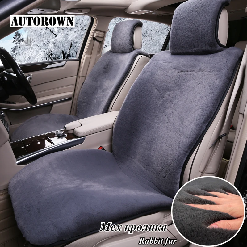 AUTOROWN Artificial Rabbit Fur Car Seat Covers Universal Size Artificial  Automobiles Seat Covers Interior Accessories