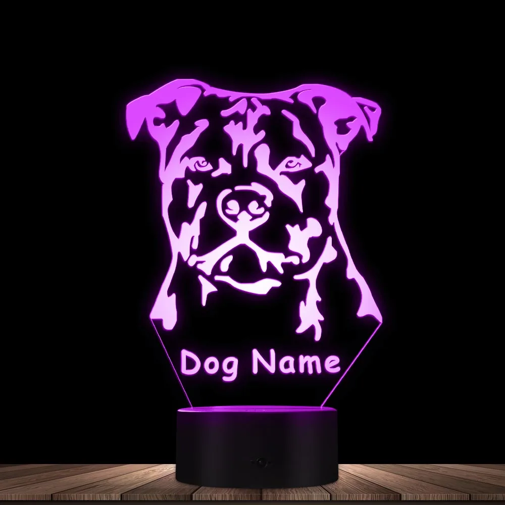 Modern Staffordshire Bull Terrier LED Night Light Animal Pet Dog Puppy 3D Optical Illusion Lamp Home Decor Table Lamp Desk Light