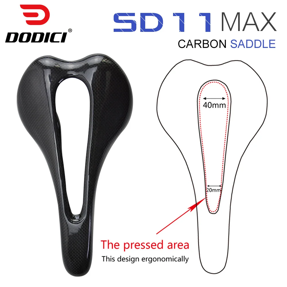 DODICI Full Carbon Fiber Saddle Ultralight Flow High Performance Open Saddle MTB Road Race Bicycle Saddle