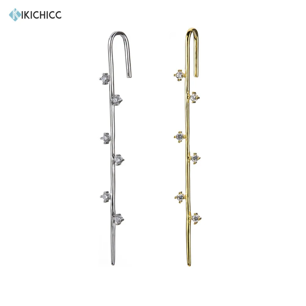 Kikichicc 925 Sterling Silver Long Ear bar Luxury Thread Ear Pin Cuff Earring Cool Punk Rock Ear Long Women Fashion Jewelry