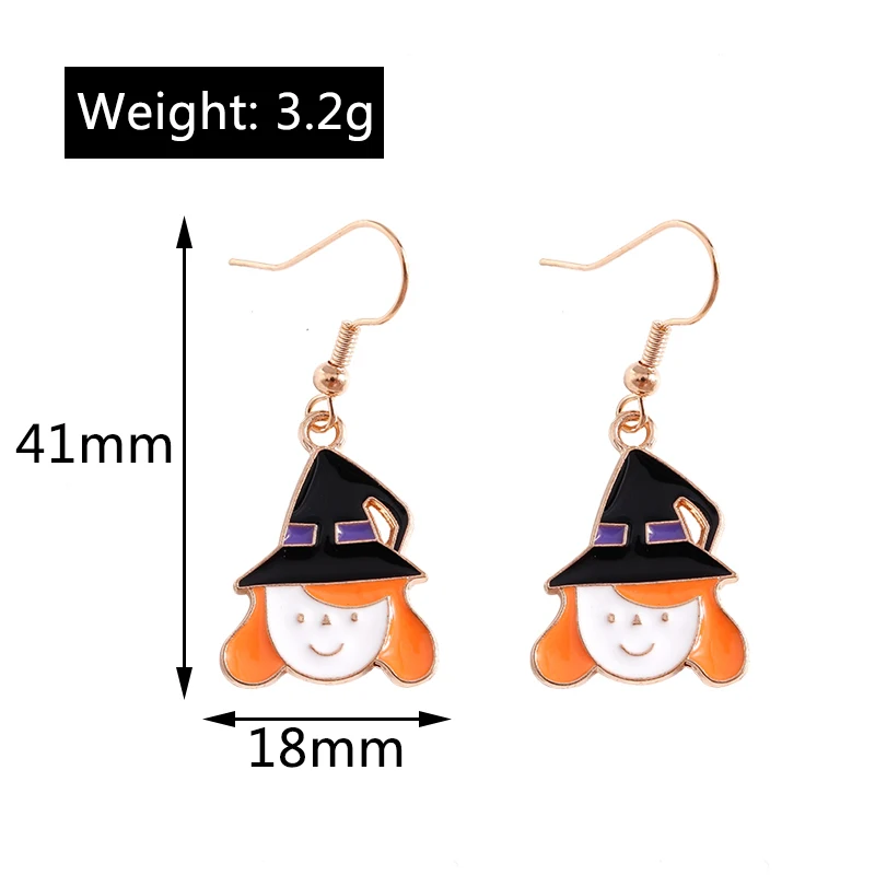 Aihua Fashion Halloween-Ohrringe, Emaille-Geister-, Kürbis-, Skelett-, Mumien- und Fledermaus-Ohrringe, für Damen, Halloween-Party-Schmuck. – Detail 20